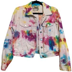 Garage Tie-dye Classic Fit White Cotton Denim Jacket